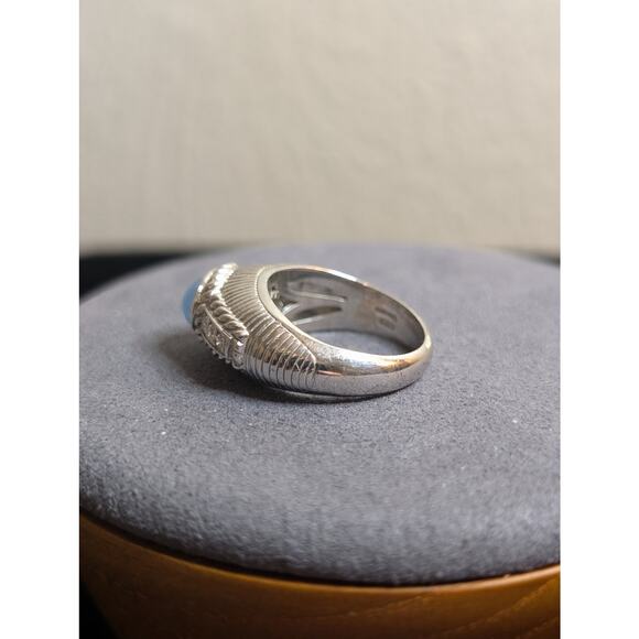 Judith Ripka Sterling Silver Blue Chalcedony Diamonique CZ Ring Size 7.75 - Picture 6 of 11